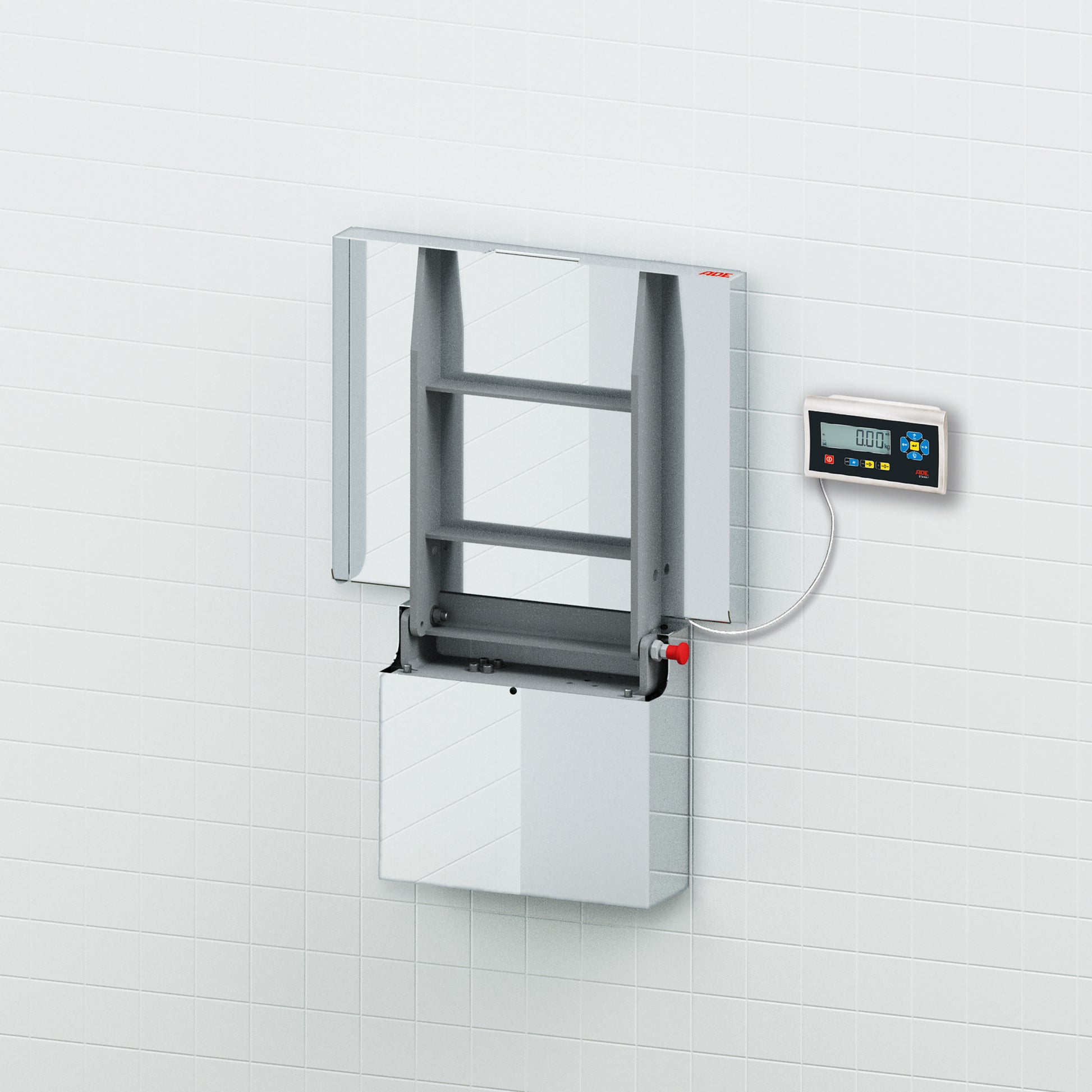 NEU Wandwaage ADE TerrexL+STAN07  (auch geeicht) | mit Anschlagleiste | Höchstlast: 60/150 kg - hochgeklappt