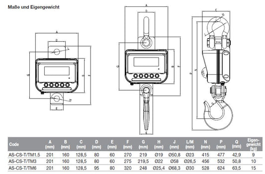 Handliche Kranwaage AS-CS-TM | geeicht | Höchstlast: 3.000 kg / 6.000 kg