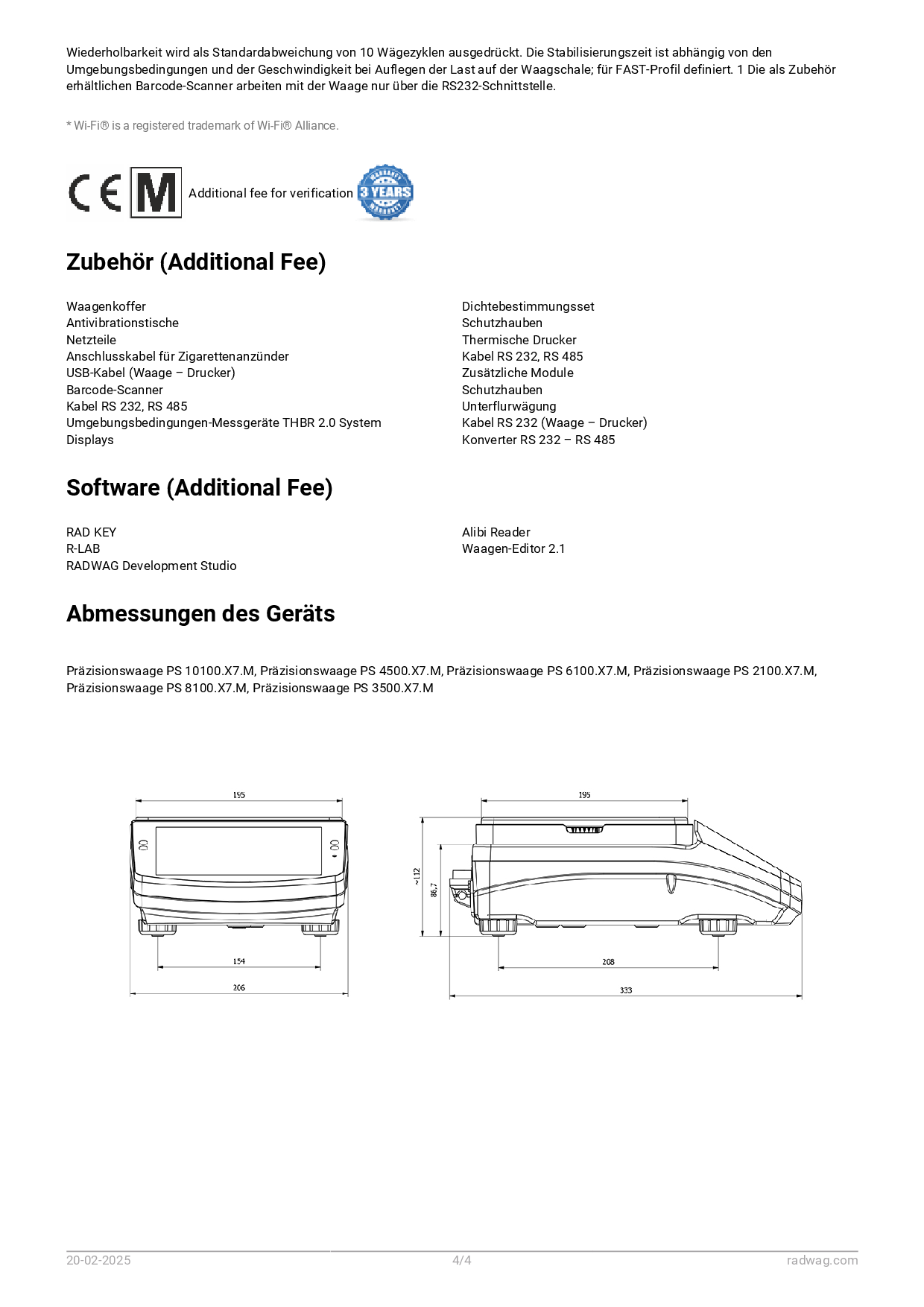 Präzisionswaage und Rezepturwaage RADWAG PS.X7 | 7"-Farb-Touch-Display | Höchstlast: 2100/3500/4500/6100/8100/10100g