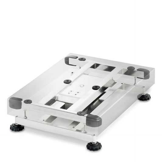 Geeichte Plattformwaage (Zweibereichswaage) ADE VSL3-NIRO + STAN07 | Wiegefläche: 500 x 400 mm | Höchstlast 60 kg | Ziffernschritt: 10g < 30kg > 20g | Untergestell Edelstahl