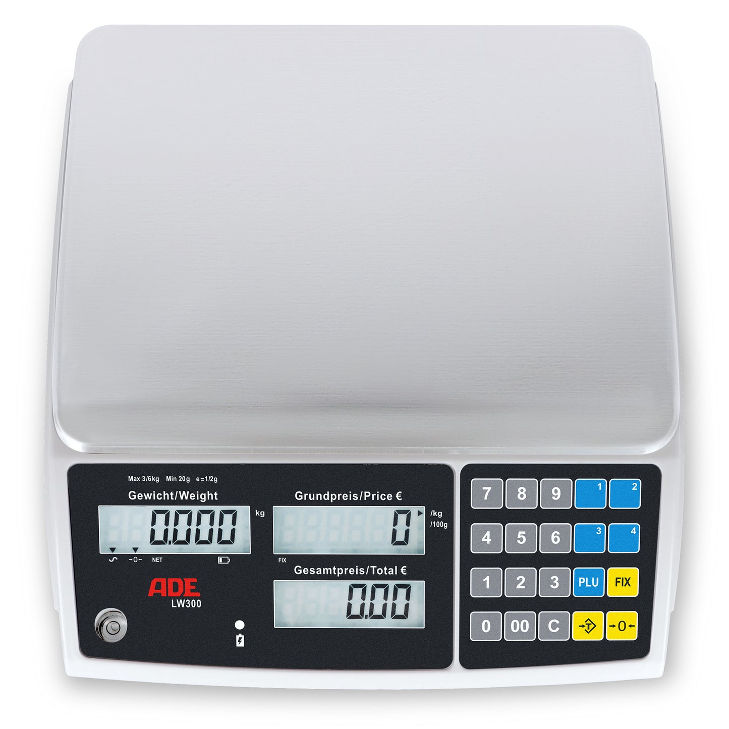 Ladenwaage geeicht ADE LW300 | Inklusive Eichkosten | Höchstlast: 6 / 15 / 30 kg - Draufsicht