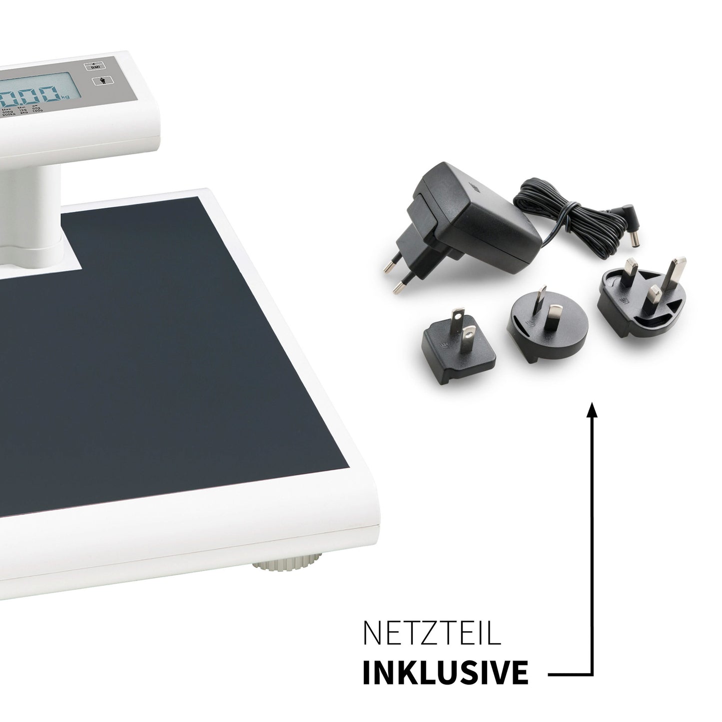 Elektronische Säulenwaage mit kurzer Säule, Detailansicht: Netzteil inklusive - ADE M320600-02