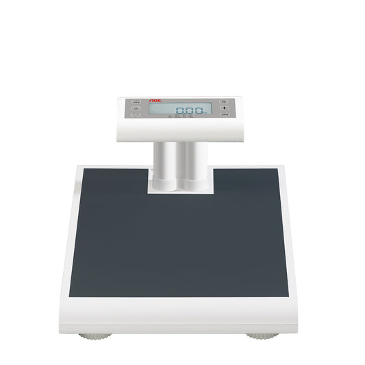 Professionelle Personenwaage / Säulenwaage mit kurzer Säule, breiter Wiegefläche und Perspektivwechsel der Anzeige - ADE M320600-02