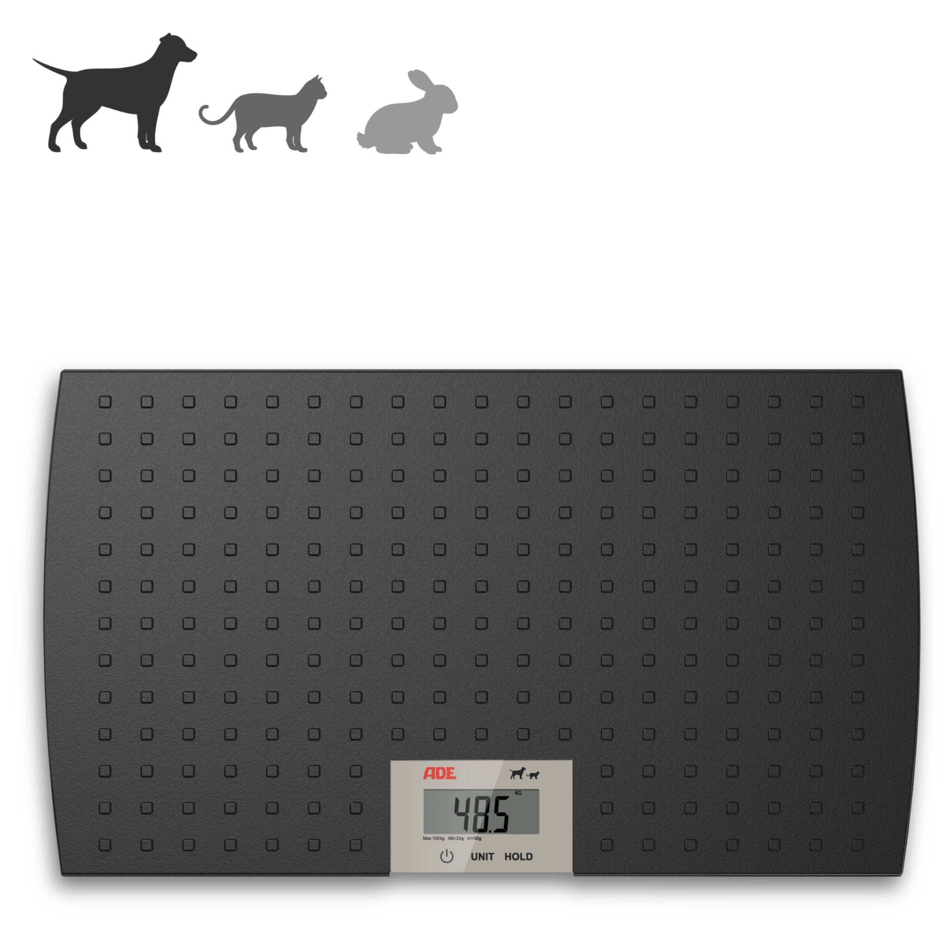Elektronische Tierwaage & Veterinärwaage ADE MV303600 | Waage für Hunde & Haustiere | Höchstlast: 100 kg