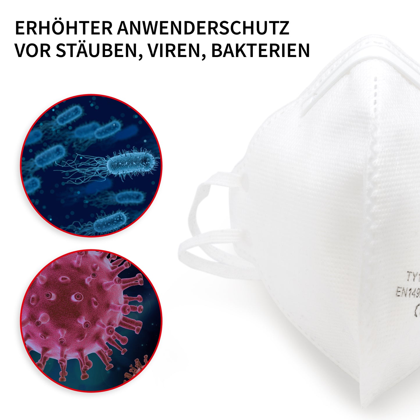 Atemschutzmaske FFP2 | nach PSA zertifiziert | 5-lagig | mit Gummibändern | erhöhter Anwenderschutz